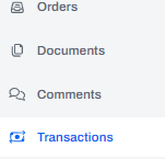 Transactions on left navigation